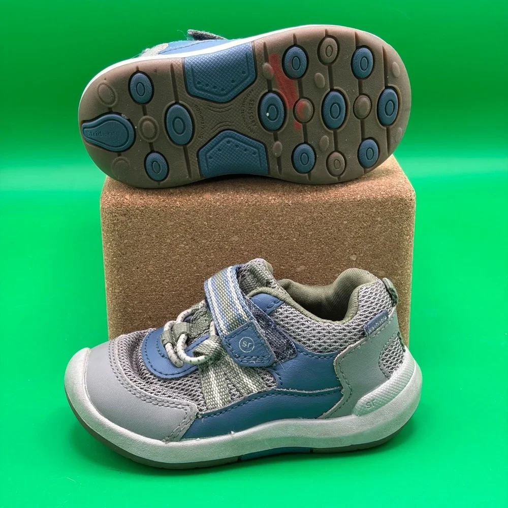 Stride Rite SRT Jasper Toddler Sneakers Boys 5M Blue/Gray Washable Walking Shoes